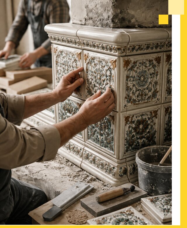 Изразцовые камины под ключ в Орле: проект и монтаж