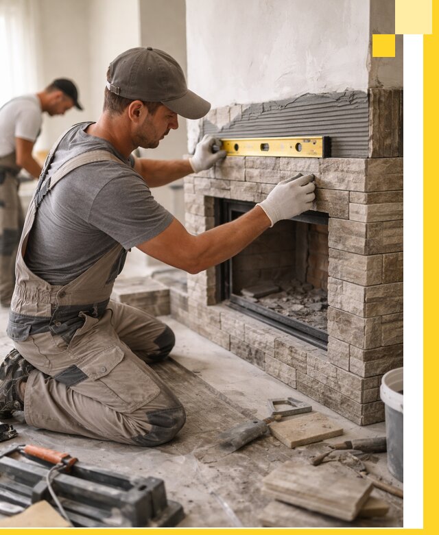 Облицовка каминов в Орле, монтаж и отделка натуральным камнем