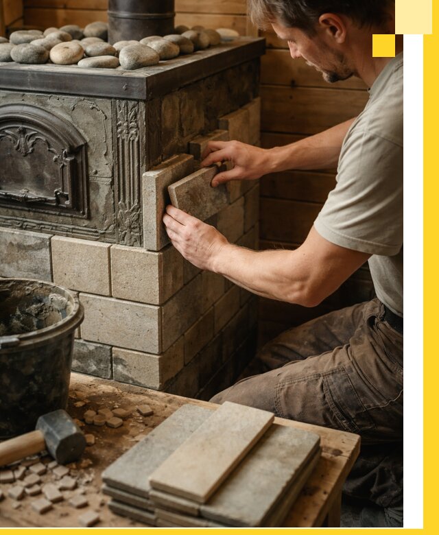 Облицовка банных печей в Орле профессиональная отделка