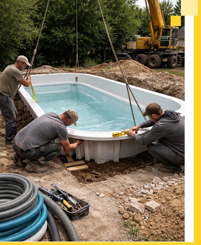 Установка и монтаж композитных бассейнов под ключ в Орле