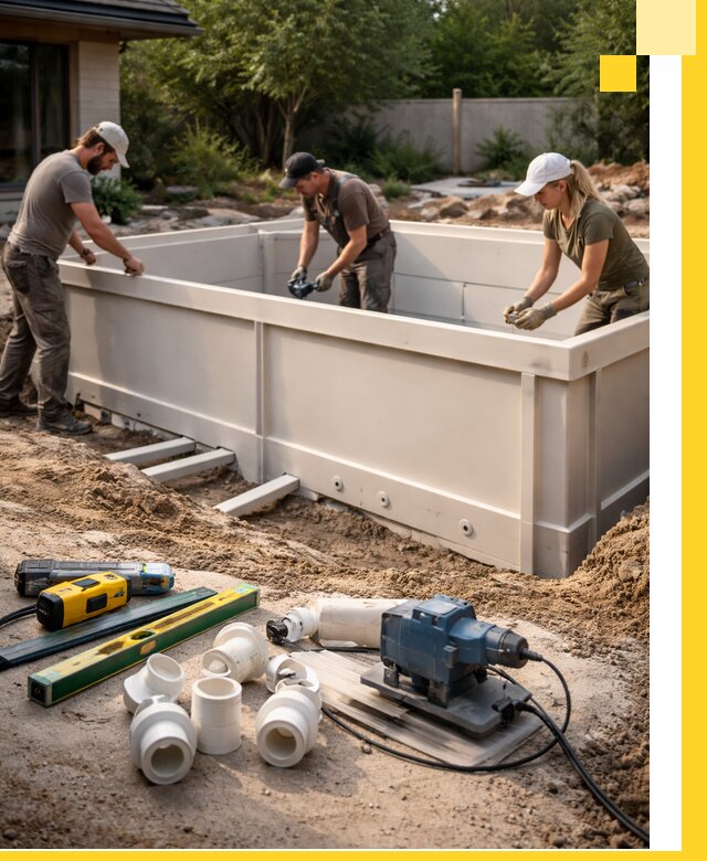 Установка полипропиленовых бассейнов под ключ в Орле