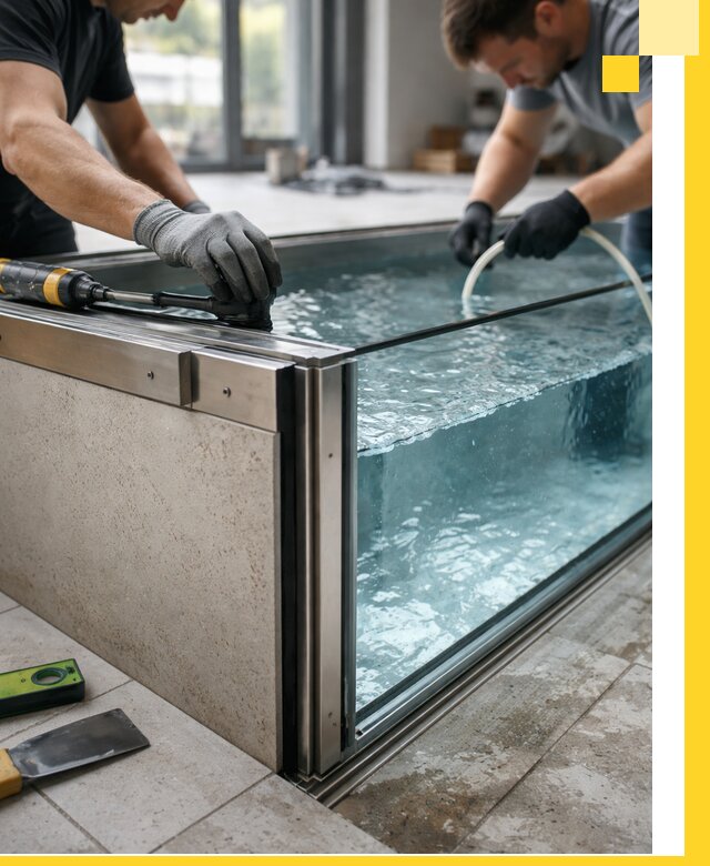 Проектирование и монтаж стеклянных бассейнов в Орле