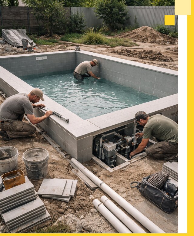 Строительство и монтаж бассейнов для дачи под ключ в Орле