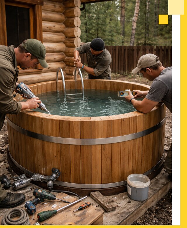 Строительство бань с купелью под ключ и отделкой в Орле