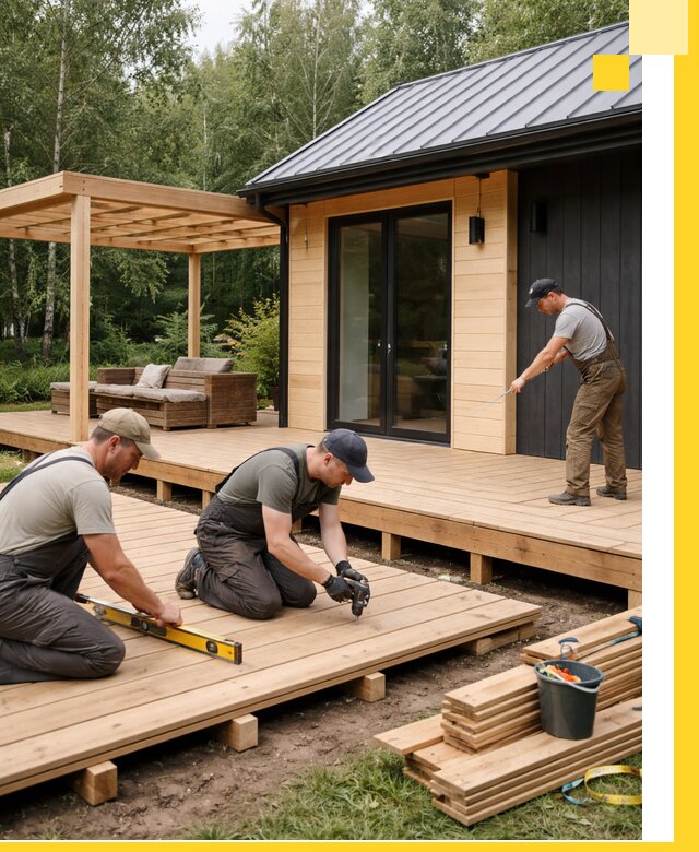 Строительство бань с террасой и бассейном под ключ в Орле