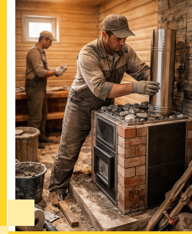 Монтаж печи в бане под ключ в Орле от 20248 р. | ЭриданОрл