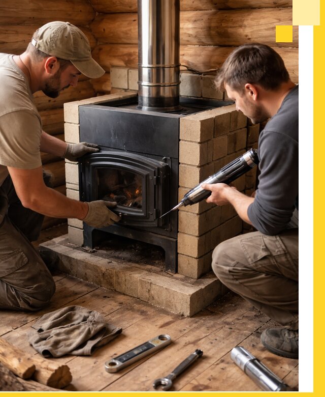 Монтаж и установка печи в бане под ключ с гарантией в Орле