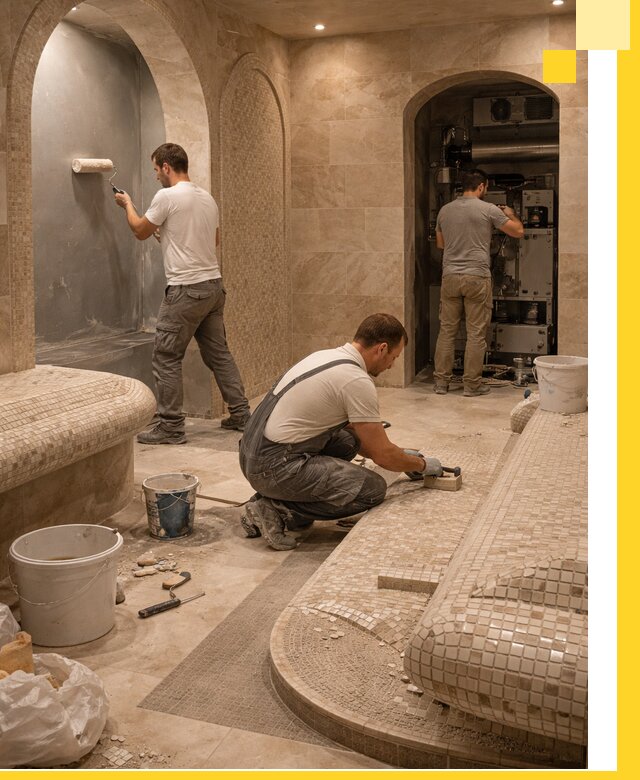 Строительство бани с хамамом и бассейном под ключ в Орле