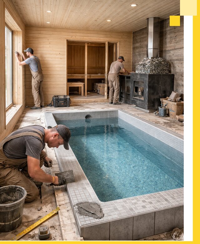 Проект бани с бассейном и сауной в Орле под ключ